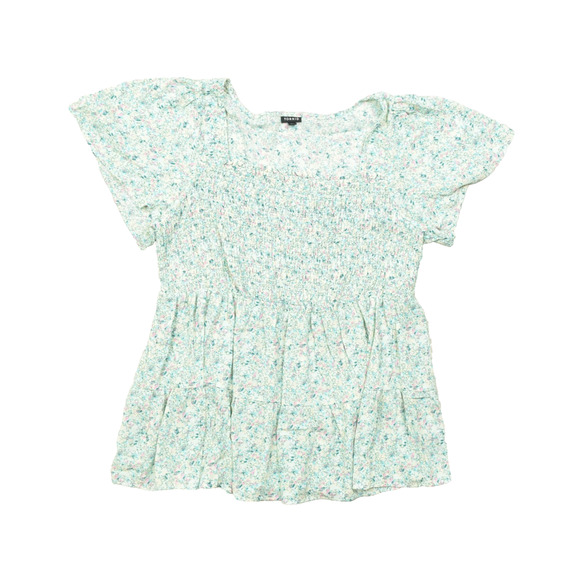 Torrid Women's Plus Size 3 Blue Floral Ruffle Tiered Babydoll Top Rayon - Picture 1 of 8